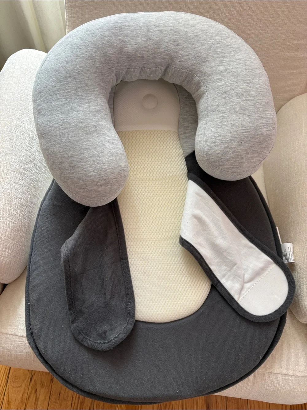 Gray Baby Head Support and Seat Insert for Kids Accessories